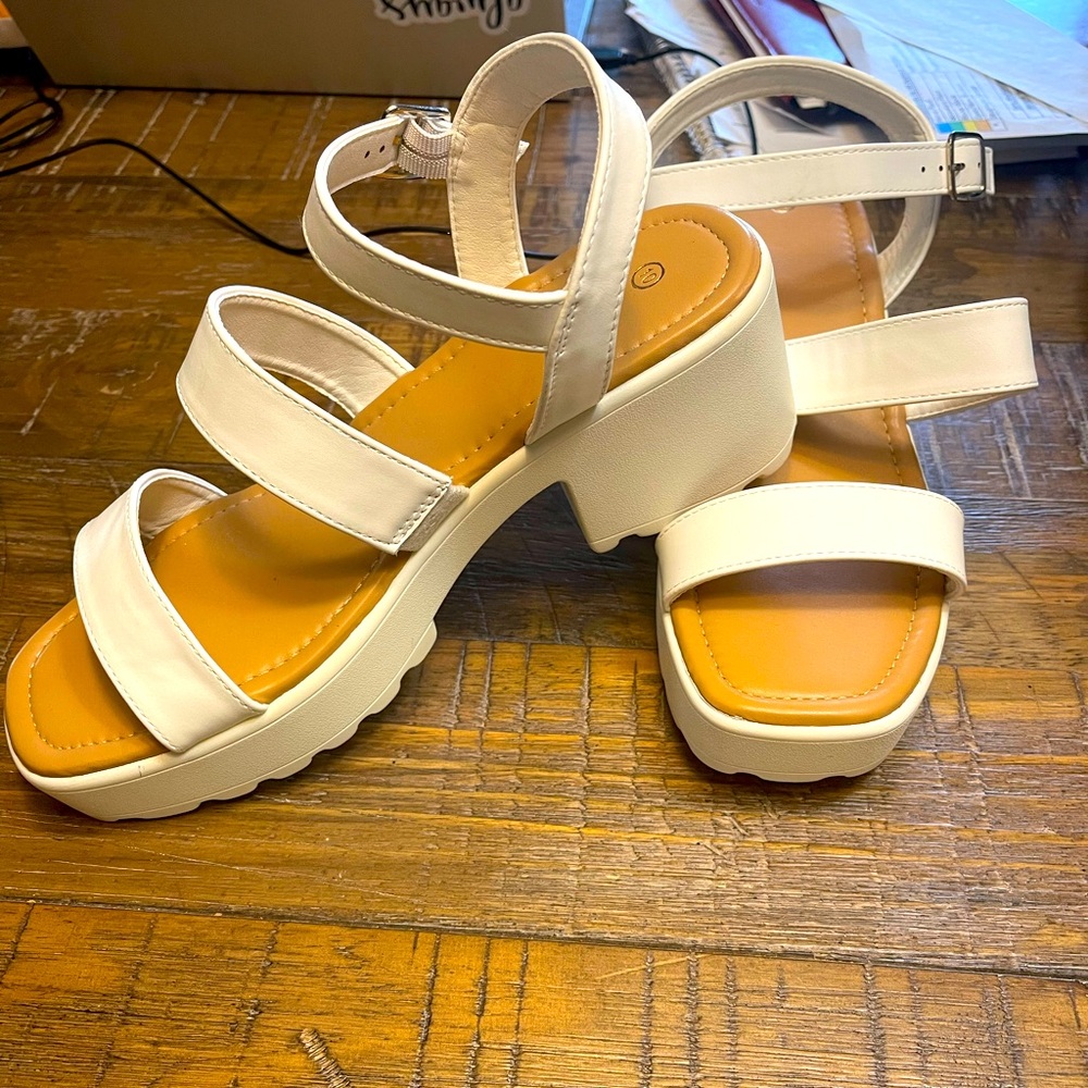 White Strappy Platform Sandals